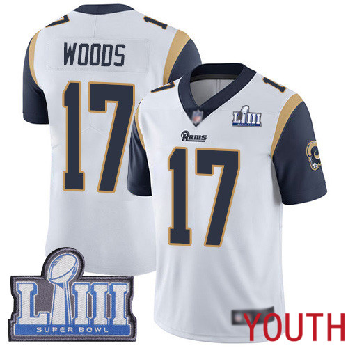Los Angeles Rams Limited White Youth Robert Woods Road Jersey NFL Football #17 Super Bowl LIII Bound Vapor Untouchable